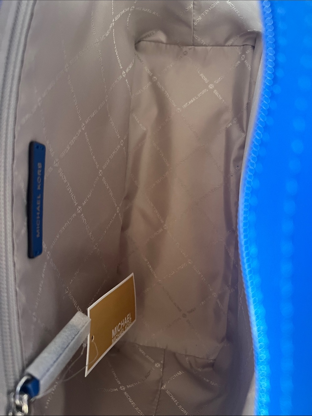Michael Kors Galaxy Blue Pebbled Leather Tote Jet Set Medium - Picture 5 of 10